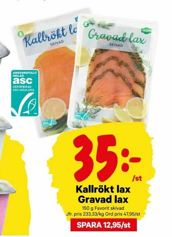 City Gross Kallrökt lax Gravad lax erbjuda