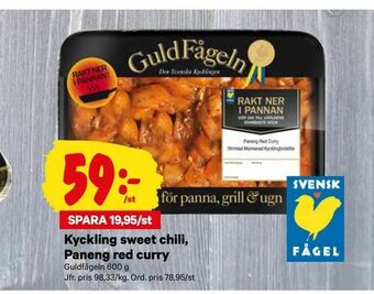 City Gross Kyckling sweet chili, Paneng red curry erbjuda