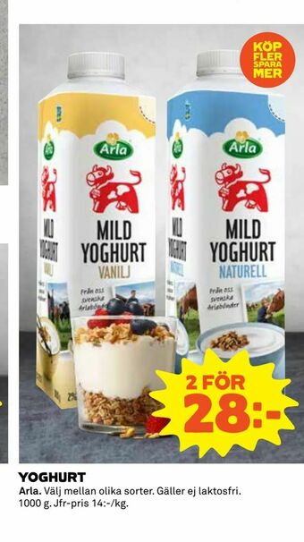 Coop Konsum Yoghurt erbjuda