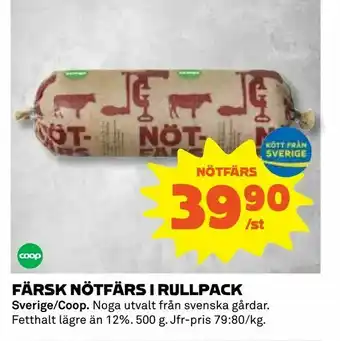 Coop Konsum Färsk nötfärs i rullpack erbjuda