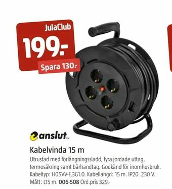 Jula Kabelvinda 15 m erbjuda