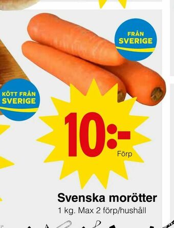 Matöppet Svenska morötter erbjuda