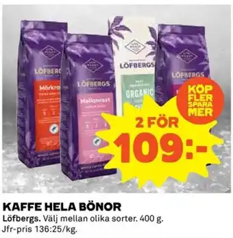Coop KAFFE HELA BÖNOR erbjuda