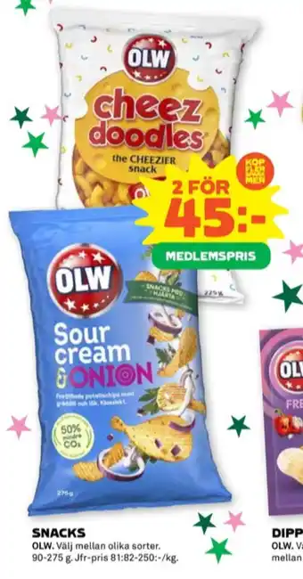 Stora Coop Olw chips sourcream & onion erbjuda