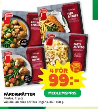 Stora Coop Findus pastarätter erbjuda
