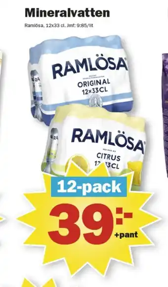 Pekås Ramlösa mineralvatten erbjuda