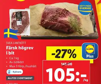 Lidl Färsk högrev i bit erbjuda