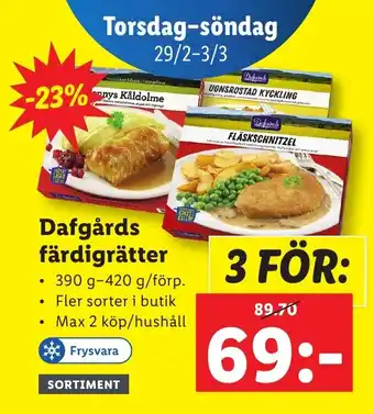 Lidl Dafgårds färdigrätter erbjuda