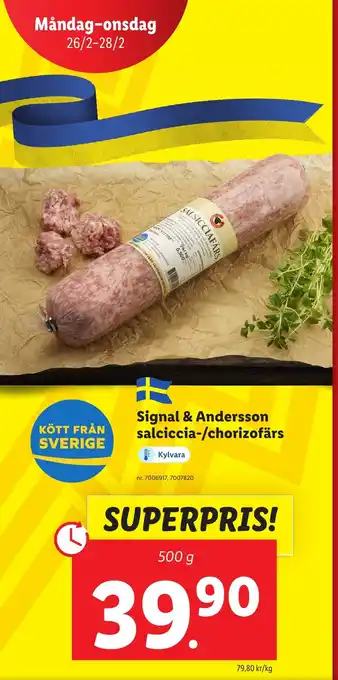 Lidl Signal & Andersson salciccia-/chorizofärs erbjuda