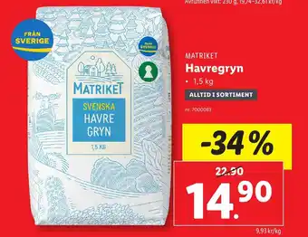 Lidl Havregryn erbjuda