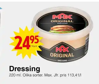 Matöppet Dressing erbjuda