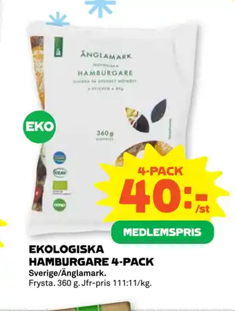 Stora Coop EKOLOGISKA HAMBURGARE 4-PACK erbjuda