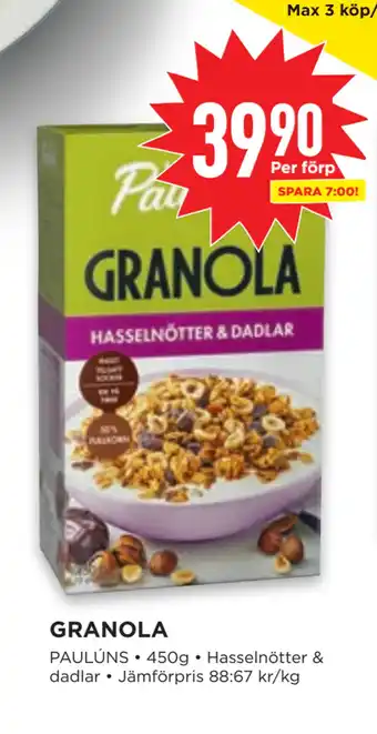 Willys GRANOLA erbjuda