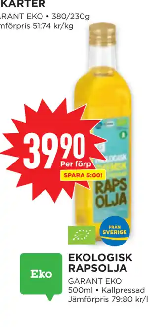 Willys EKOLOGISK RAPSOLJA erbjuda
