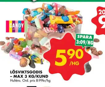 ÖoB LÖSVIKTSGODIS – MAX 3 KG/KUND erbjuda