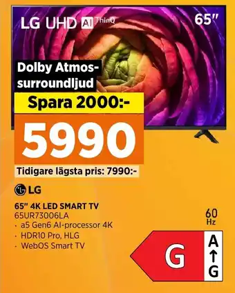 65" 4K LED SMART TV 65UR73006LA