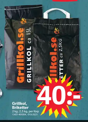 DollarStore Grillkol, Briketter erbjuda
