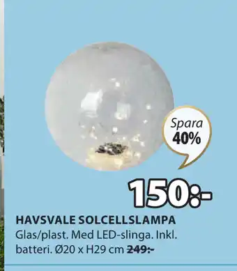 JYSK HAVSVALE SOLCELLSLAMPA erbjuda