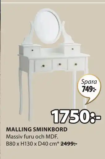 JYSK MALLING SMINKBORD erbjuda