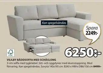 JYSK VEJLBY BÄDDSOFFA MED SCHÄSLONG erbjuda