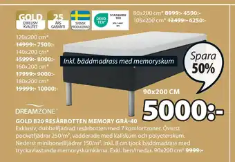 JYSK GOLD B20 RESÅRBOTTEN MEMORY GRÅ-40 erbjuda