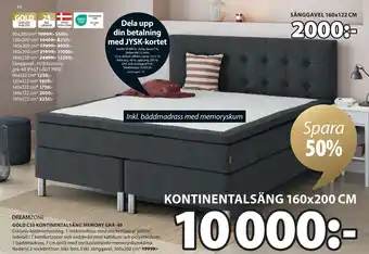 JYSK GOLD C35 KONTINENTALSÄNG MEMORY GRÅ-40 erbjuda