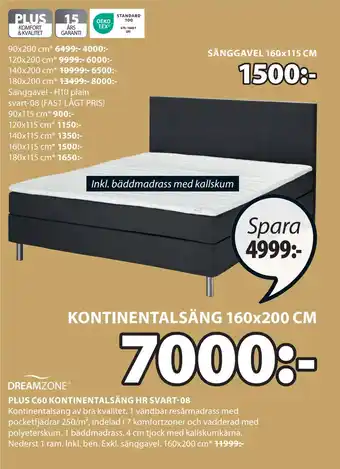 JYSK PLUS C60 KONTINENTALSÄNG HR SVART-08 erbjuda