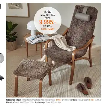 Mio FÅTÖLJ MED FOTPALL ANNE erbjuda
