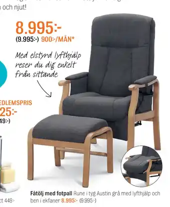 Mio Fåtölj med fotpall erbjuda