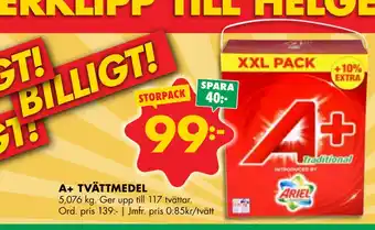 ÖoB A+ TVÄTTMEDEL erbjuda
