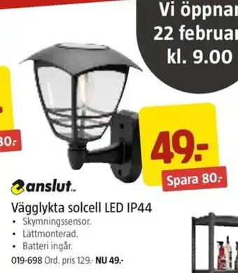 Jula Vägglykta solcell LED IP44 erbjuda