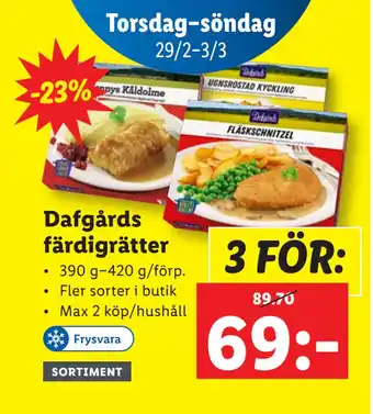 Lidl Dafgårds färdigrätter erbjuda