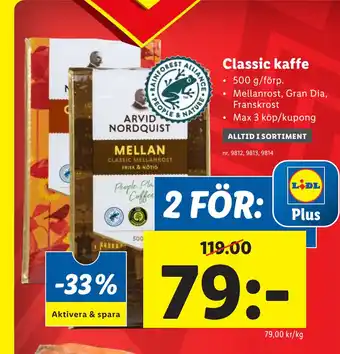 Lidl Classic kaffe erbjuda