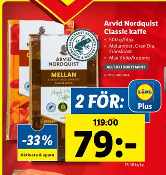 Lidl Arvid Nordquist Classic kaffe erbjuda