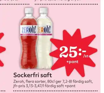 Hemköp Zeroh lättdryck strawberry & rhubarb erbjuda