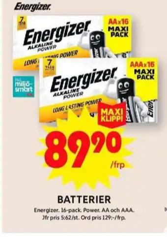 ICA Maxi Energizer batterier erbjuda