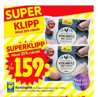 ICA Supermarket Kronfågel kycklingfilé erbjuda