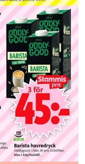 ICA Supermarket Oddlygood barista havredryck erbjuda