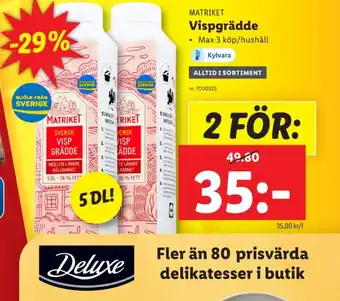 Lidl Matriket vispgrädde erbjuda