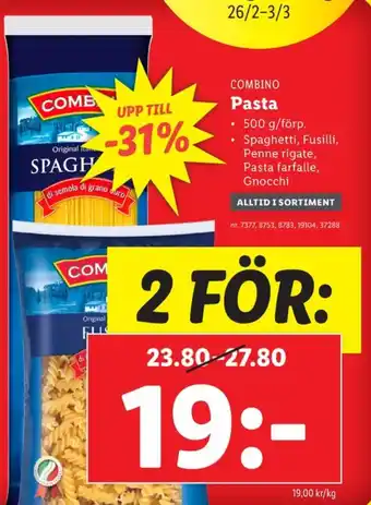 Lidl Combino pasta sorterad erbjuda