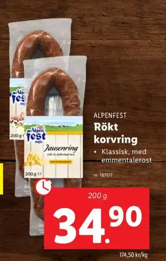 Lidl Alpen fest rökt korv erbjuda