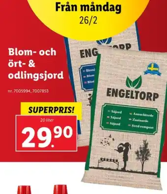 Lidl Engeltorp blomjord erbjuda