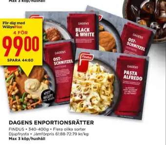 Willys Findus pastarätter erbjuda