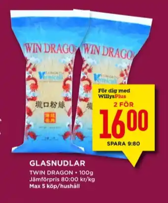 Willys Twin dragon nudlar erbjuda