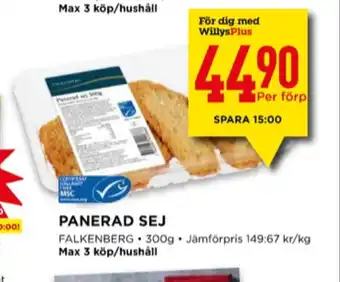 Willys Falkenberg seafood sejfiléer panerad erbjuda