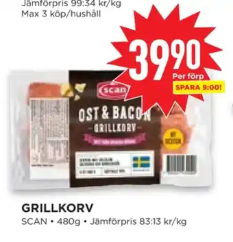 Willys Hemma Scan ost & bacon grillkorv erbjuda