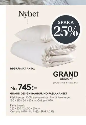 Seng Grand design bäddset erbjuda