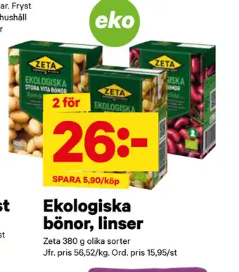 City Gross Ekologiska bönor, linser erbjuda
