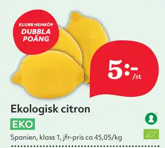 Hemköp Ekologisk citron erbjuda