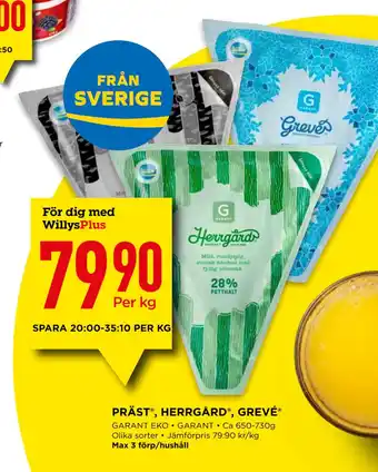 Willys PRÄST , HERRGÅRD , GREVÉ erbjuda